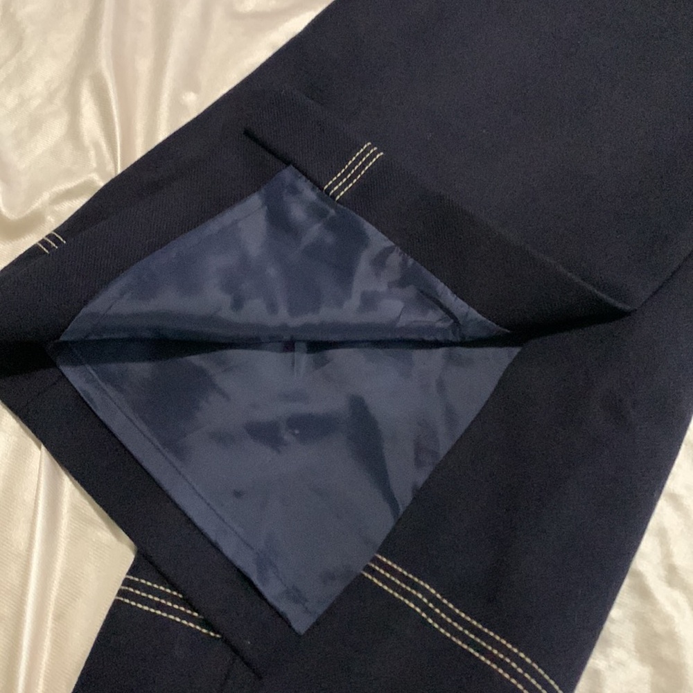 J. Crew Wool Pencil Skirt | Navy Blue Wool Skirt Size 8 - Picture 10 of 11